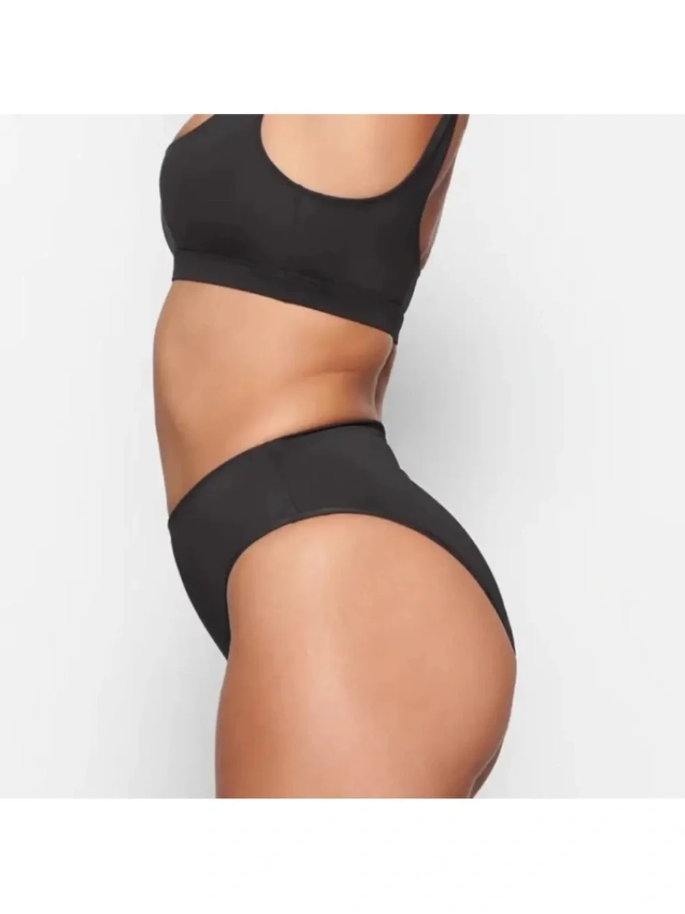 Skims Signature Swim Mid Waist Bottoms Onyx Medium